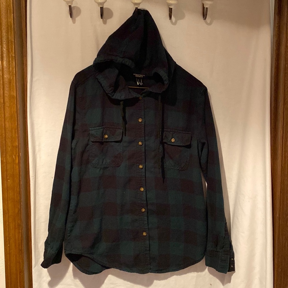 Ladies Hooded Flannel Shirt